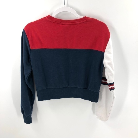 Ellesse Cropped Sweatshirt Fulmire Pullover Top Long Sleeve Red Blue Size Small - Picture 6 of 12